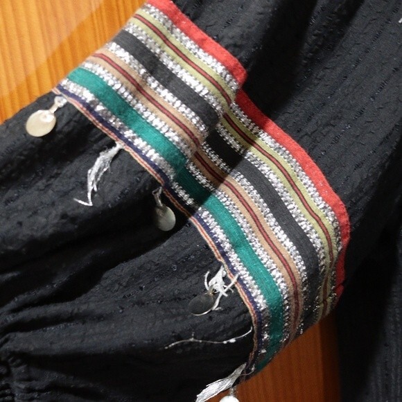 Ramona Rull Black Metallic Stripe Balloon Sleeve Vintage Dress 1X Retro - Picture 5 of 16